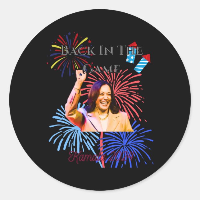 Back In The Game Kamala 2024  Classic Round Sticker (Front)
