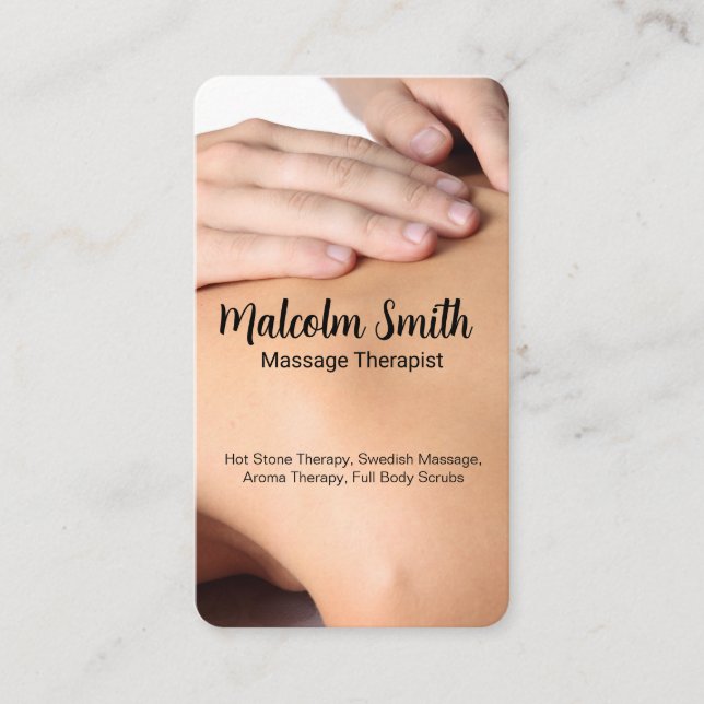 Back Massage | Health Spa Appointment Card (Front)