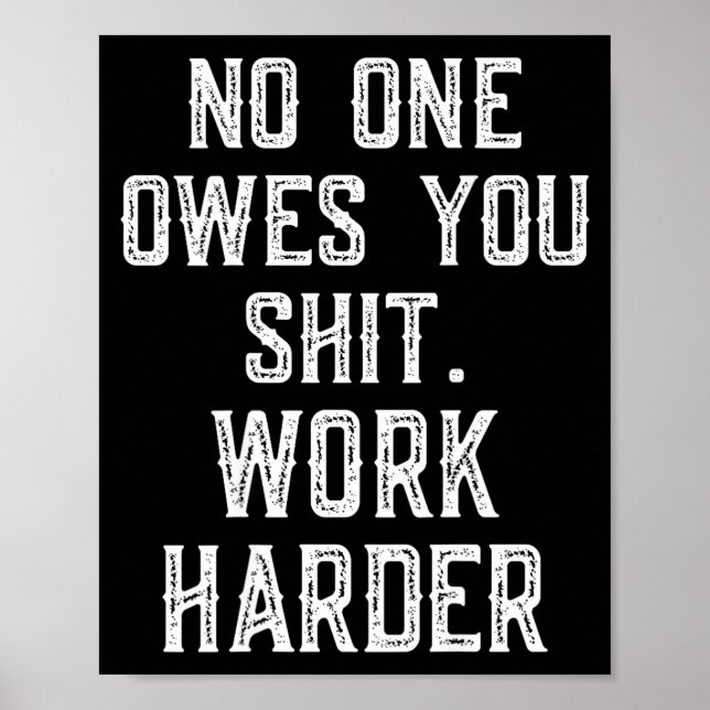 (Back) nobody cares owes you sht work harder funny Poster (Front)