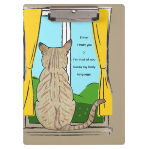 Back of Cat Trust or Mad  Clipboard