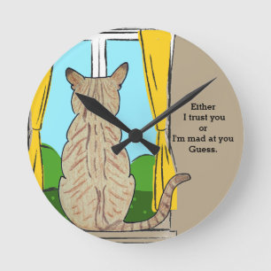 Back of Cat Trust or Mad Round Clock