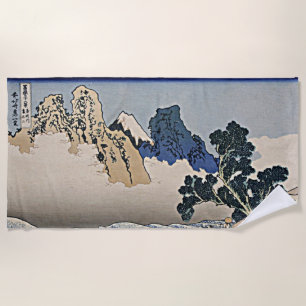 Back of Fuji mountain from Minobu river Hokusai Beach Towel