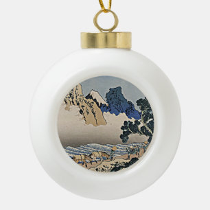 Back of Fuji mountain from Minobu river Hokusai Ceramic Ball Christmas Ornament