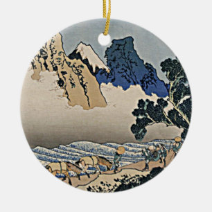 Back of Fuji mountain from Minobu river Hokusai Ceramic Tree Decoration