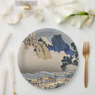 Back of Fuji mountain from Minobu river Hokusai Paper Plate