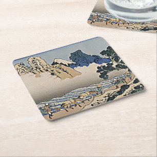 Back of Fuji mountain from Minobu river Hokusai    Square Paper Coaster