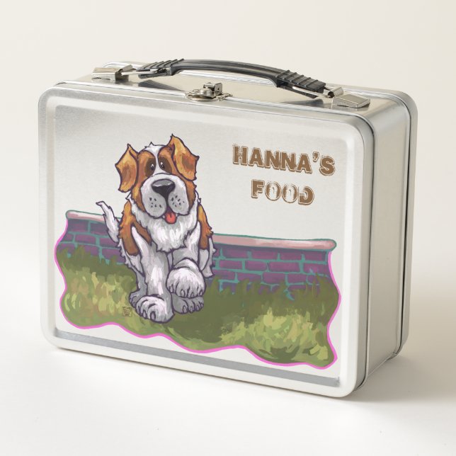 Back Off Personalised Saint Bernard Luchbox Metal Lunch Box (Front)