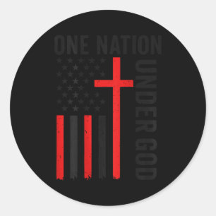 Back One Nation Under God American Flag Christian  Classic Round Sticker