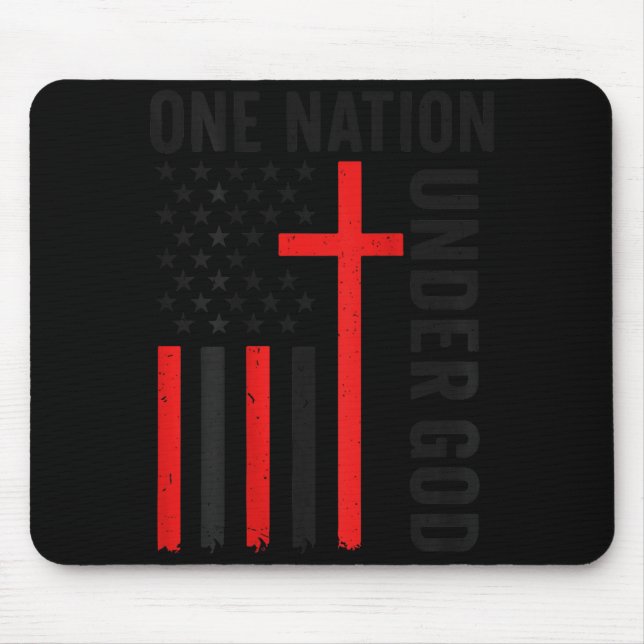 Back One Nation Under God American Flag Christian  Mouse Pad (Front)