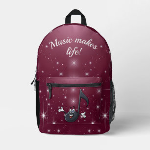 Back pack - Music make life or custom text