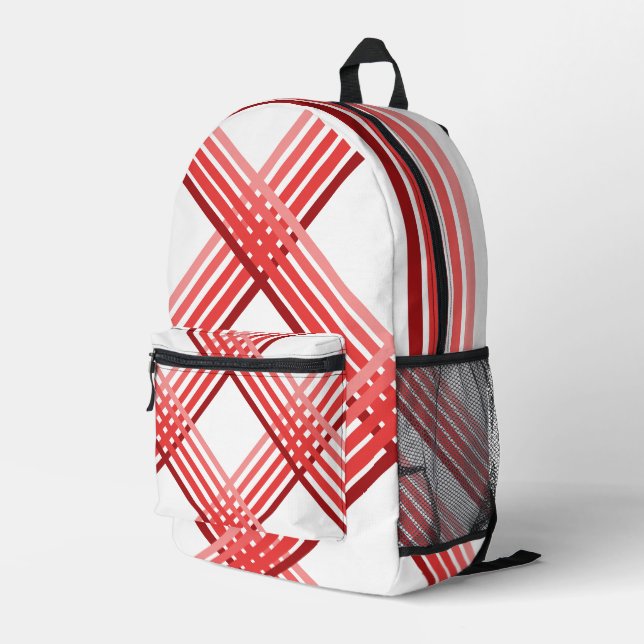 Back Pack - Red Stripes Crossed  (Back Corner Right)