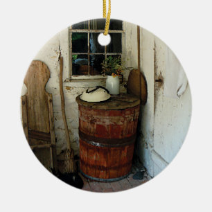 Back Porch with Barrel Ceramic Tree Decoration