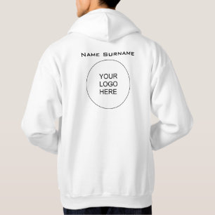 Back Print Men's Basic White Hoodie Company Logo