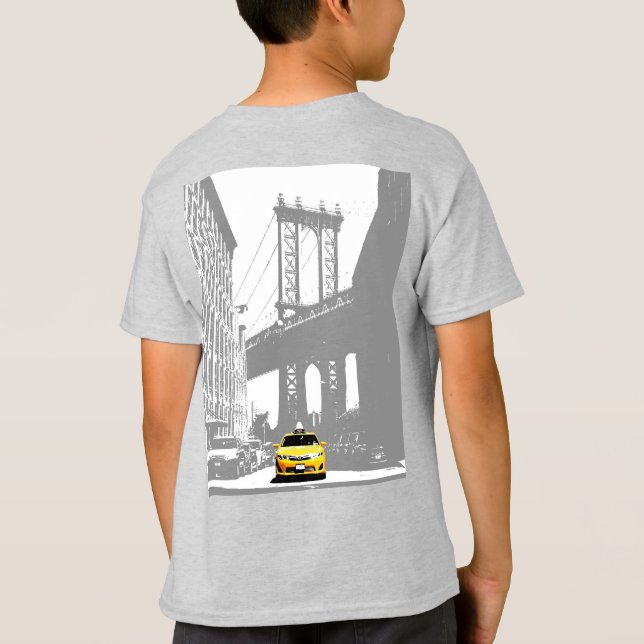 Back Print New York Brooklyn Yellow Taxi Boys T-Shirt (Back)