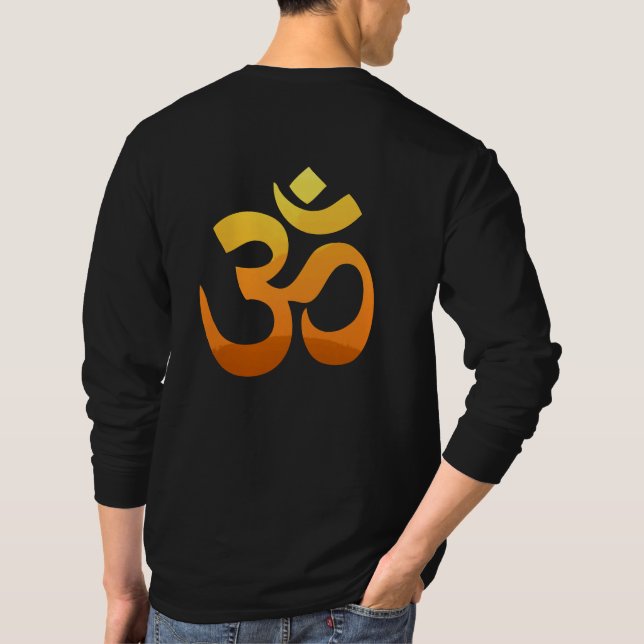 Back Print Om Mantra Symbol Yoga Mens Long Sleeve T-Shirt (Back)