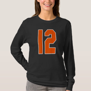 Back Print Orange Sports Block Number 12 For Sport T-Shirt