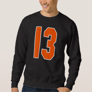 Back Print Orange Sports Block Number 13 For Sport Sweatshirt