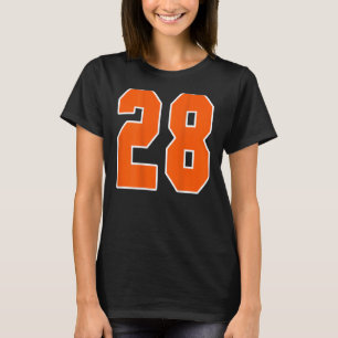 Back Print Orange Sports Block Number 28 For Sport T-Shirt