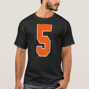 Back Print Orange Sports Block Number 5 For Sports T-Shirt