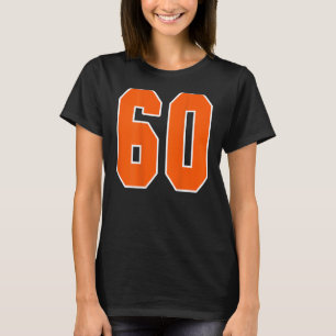 Back Print Orange Sports Block Number 60 For Sport T-Shirt