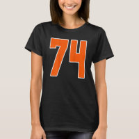 Back Print Orange Sports Block Number 74 For Sport