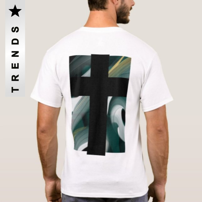 Back Print T-Shirt Trend Abstract Black Green (Creator Uploaded)