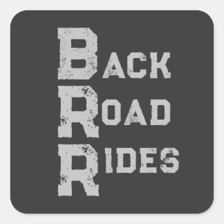"Back Road Rides" Logo Grey Lettering Square Sticker