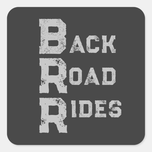 "Back Road Rides" Logo Grey Lettering Square Sticker (Front)