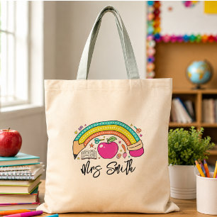 back School Rainbow Teacher Life Tote Bag