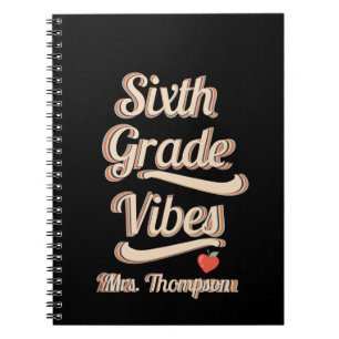 Back School Vibes Boho Retro Personalised Teacher Notebook