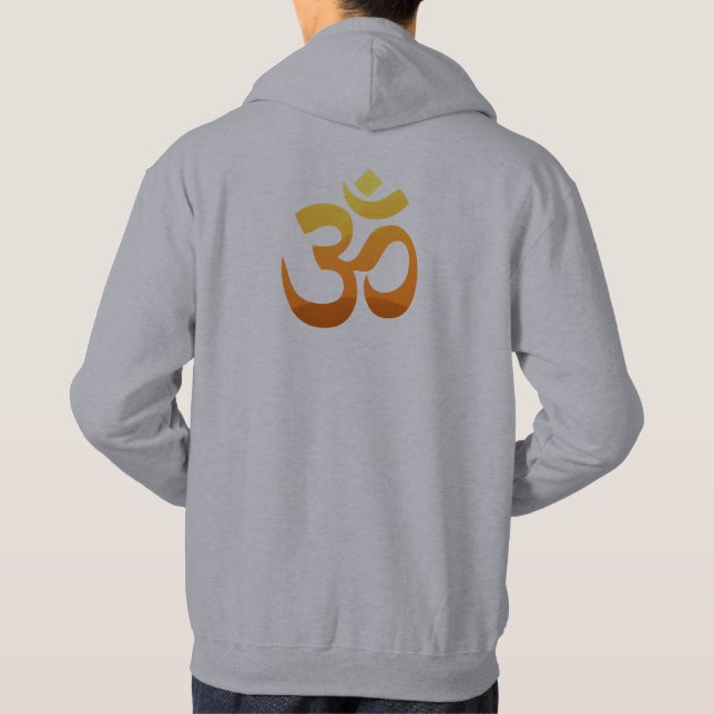 Back Side Print Yoga Om Mantra Symbol Mens Hoodie (Back)