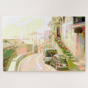 Back Street Italy Digital Impressionist Pop Art Jigsaw Puzzle
