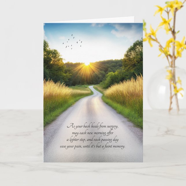 Back Surgery Country Road Sentimental Get Well Card (Yellow Flower)