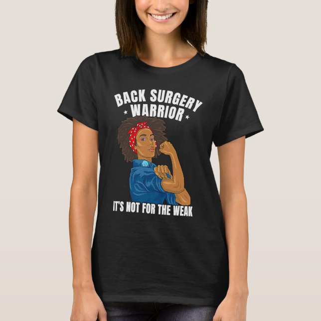 Back Surgery Warrior African American Women Black  T-Shirt (Front)