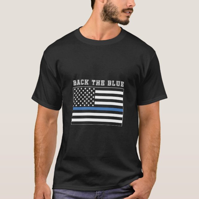 Back The Blue American Flag T-Shirt (Front)