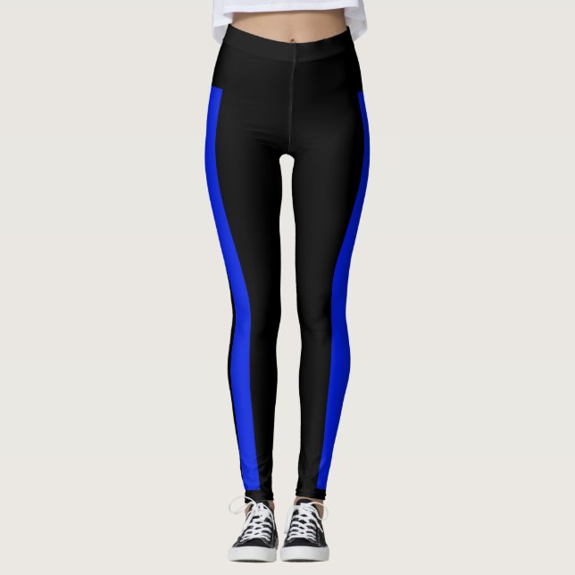 BACK THE BLUE Blue stripe leggings (Front)