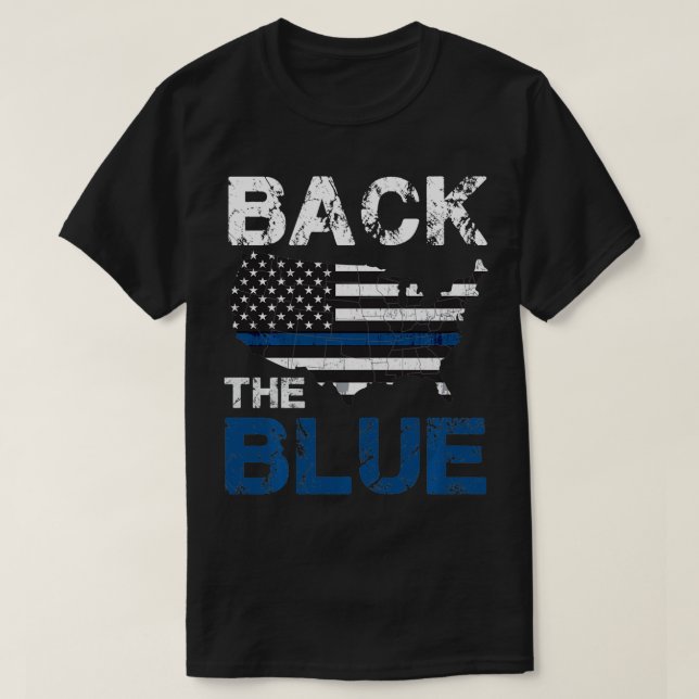 Back The Blue Defend the Police American Flag USA  T-Shirt (Design Front)