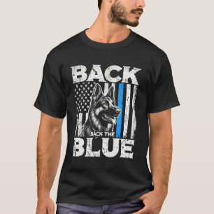 Back The Blue Line Flag K-9 German Shepherd Police T-Shirt