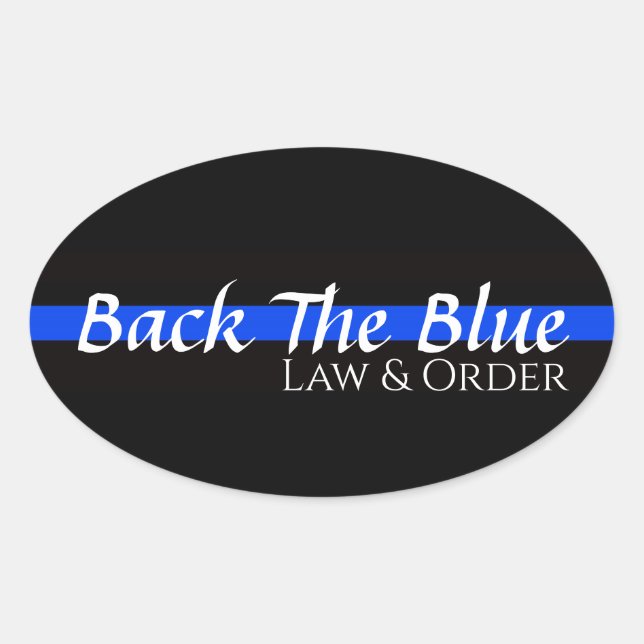 BACK THE BLUE OVAL BUMPER STICKER (Front)