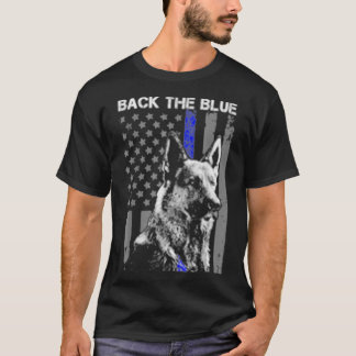 Back The Blue Thin Blue Line Flag K9 German Shephe T-Shirt