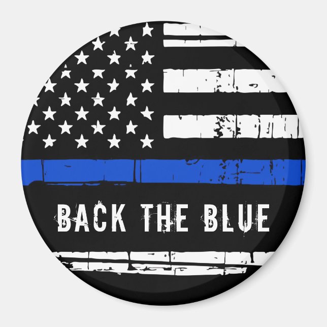 Back The Blue Thin Blue Line Police  Magnet (Front)