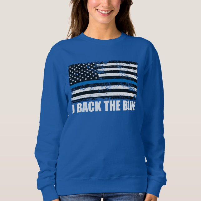Back the Blue Thin blue line USA Flag MAGA WWG1WA Sweatshirt (Front)