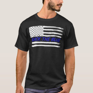 Back The Blue USA Flag  for Unisex Police Officer T-Shirt