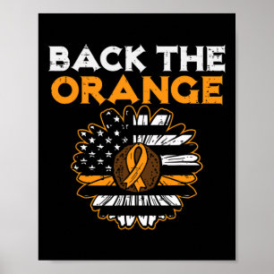Back The Orange Sunflower US Flag Leukaemia Awaren Poster