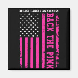 Back The Pink Aamerican Flag Breast Cancer Magnet