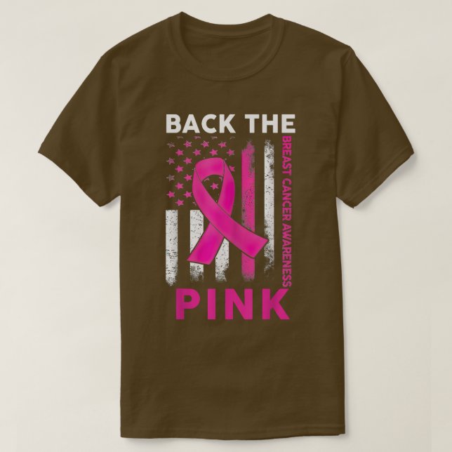 Back The Pink Breast Cancer Awareness American Fla T-Shirt (Design Front)