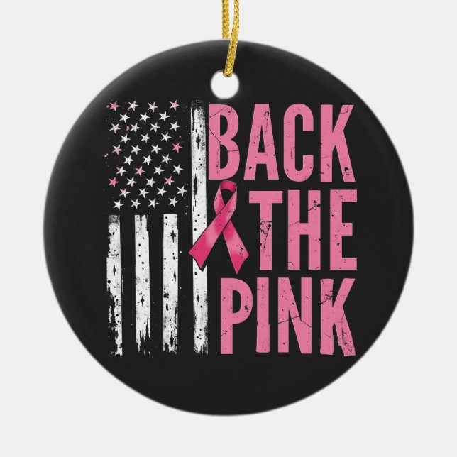 Back the Pink Breast Cancer Awareness Month  Ceramic Tree Decoration (Front)