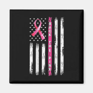 Back The Pink Ribbon American Flag Breast Cancer A Magnet