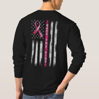 Back The Pink Ribbon American Flag Breast Cancer T T-Shirt