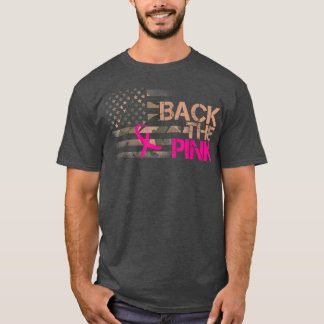 Back The Pink Ribbon Camoue American Flag Breast C T-Shirt